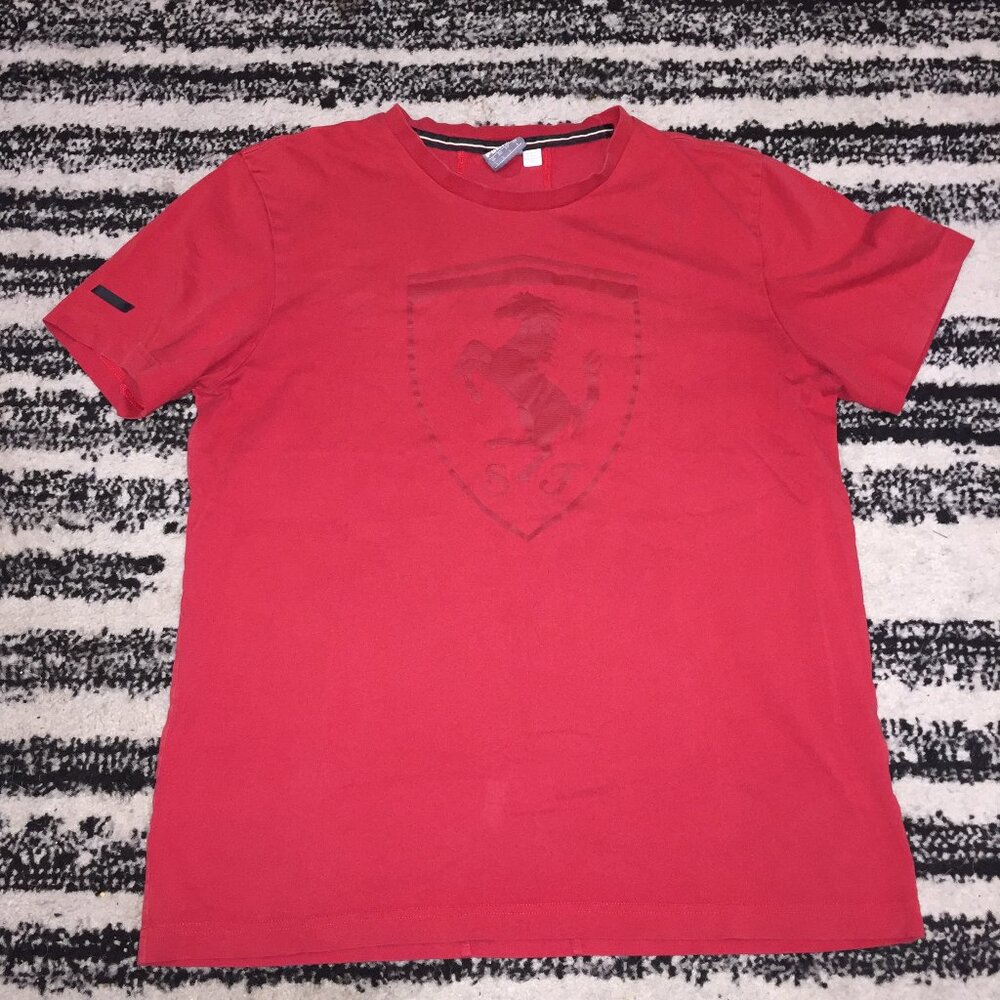 PUMA Ferrari  Spring Crew T-Shirt - SIZE L- Red